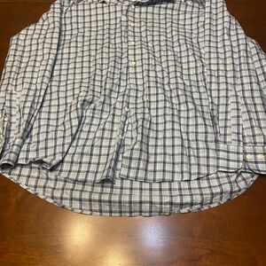 Peter Millar Blue and White Checkered Button-Down Shirt Men’s 2XL